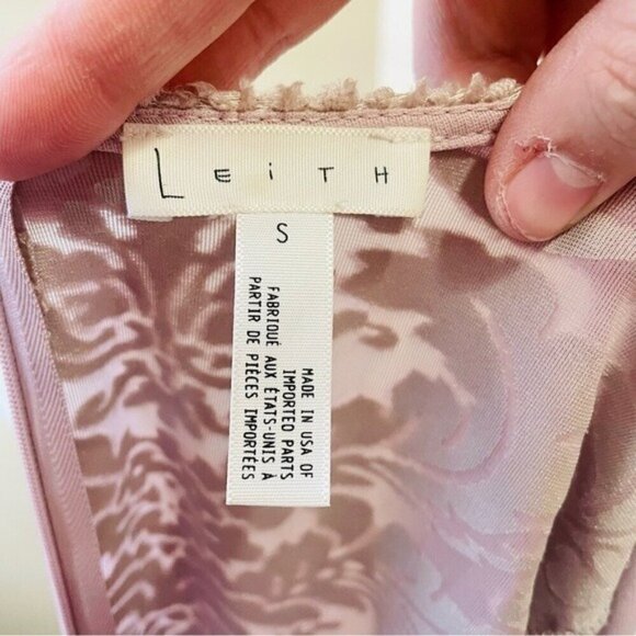 Leith Mauve Crushed Velvet Floral Long Sleeve Bodycon Dress Small - Picture 4 of 9